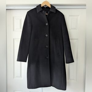 Calvin Klein Minimalist Black Wool Blend Long Coat Size 8